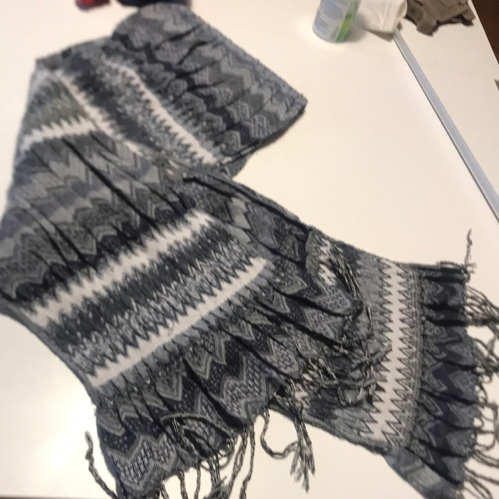 Gorgeous blue,black, white cotton patterned scarf